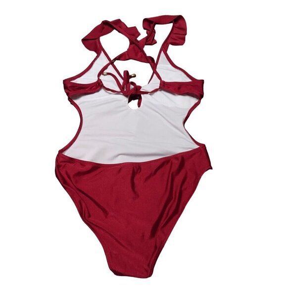 Cupshe Women's High Cut Ruffle Strap One-Piece Swimsuit - Picture 4 of 10